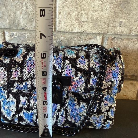 Kurt Geiger Sequin Mosaic Crossbody Shoulder Bag - Black & Iridescent - Picture 3 of 4